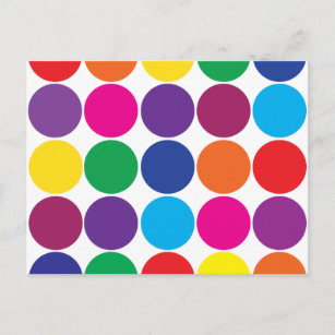 Carte Postale Cercles Arc-en-ciel colorés et brillants Pois