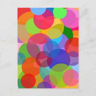 Carte Postale Cercles et points transparents multicolores