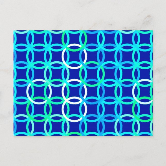 Carte Postale Cercles Modernes du Milieu du Siècle, cobalt & pao (Devant)