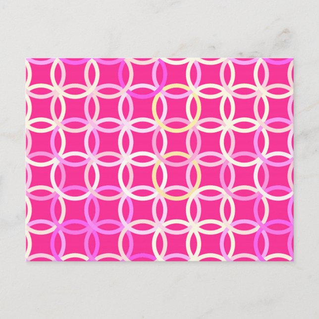 Carte Postale Cercles Modernes du Milieu du Siècle, rose fuchsia (Devant)