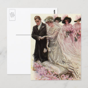 Carte Postale Cérémonie de Mariage victorienne vintage Mariée et