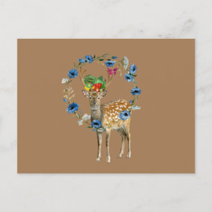 Carte postale Cerf aux fruits floraux