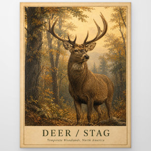 Carte Postale Cerf Biche Forêts VINTAGE