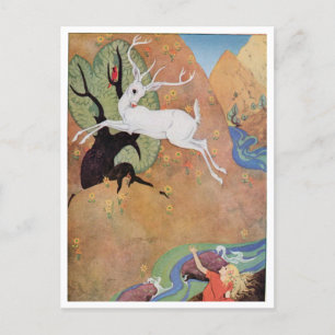 Carte Postale Cerf blanc et fille par Dorothy Lathrop