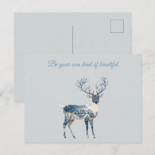 Carte Postale Cerf Chic Bleu Blanc