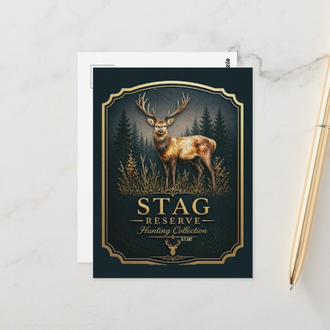 CARTE POSTALE CERF – COLLECTION CHASSE  (Devant/Arrière en situation)