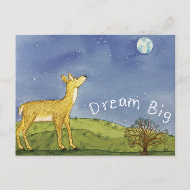 Carte postale Cerf contemplant les étoiles (Devant)