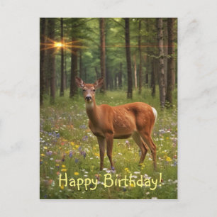 Carte Postale Cerf dans la forêt magique