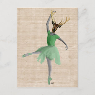 Carte Postale Cerf de ballet en vert 2