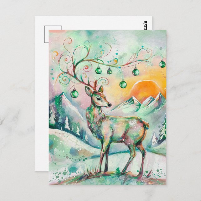 Carte Postale Cerf de Noël (Devant / Derrière)