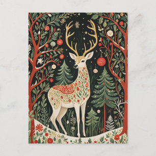 Carte Postale Cerf de Noël de la forêt de minuit