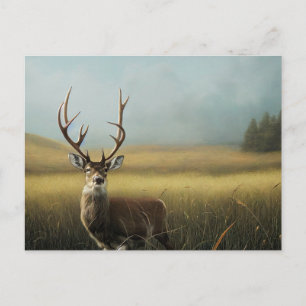 Carte Postale Cerf debout dans un champ d'herbe