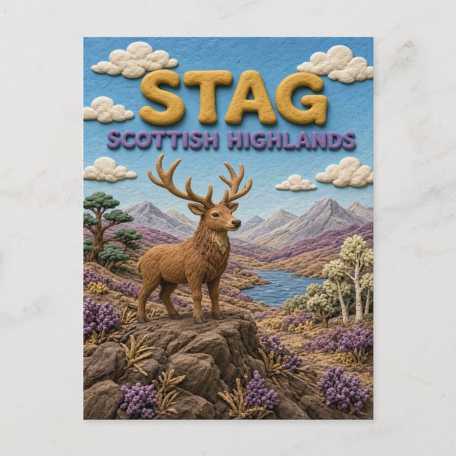 Carte Postale Cerf Écosse Highlands Moderne KlayKoo (Devant)