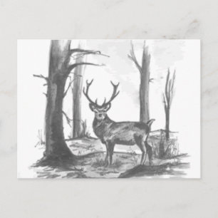 Carte Postale cerf en bois
