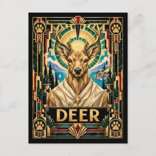 Carte Postale Cerf, faune Art déco