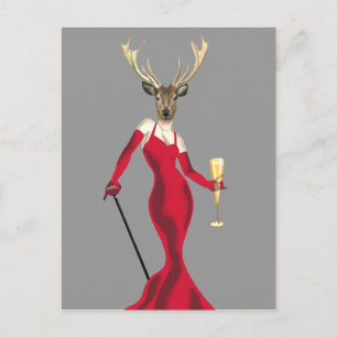 Carte Postale Cerf glamour en rouge