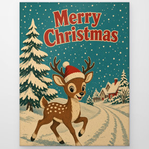 Carte Postale Cerf Lane Animale Noël d'Hiver