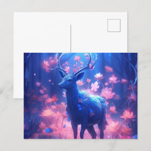 Carte Postale Cerf lumière bleue