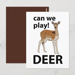 Carte Postale Cerf Pouvons-Nous Jouer Cerf Mignon