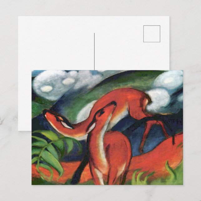 Carte Postale Cerf rouge II de Franz Marc, peinture expressionni (Devant / Derrière)