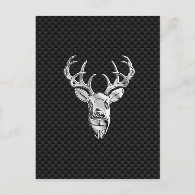 Carte Postale Cerf Symbolique en argent sur impression en fibre  (Devant)