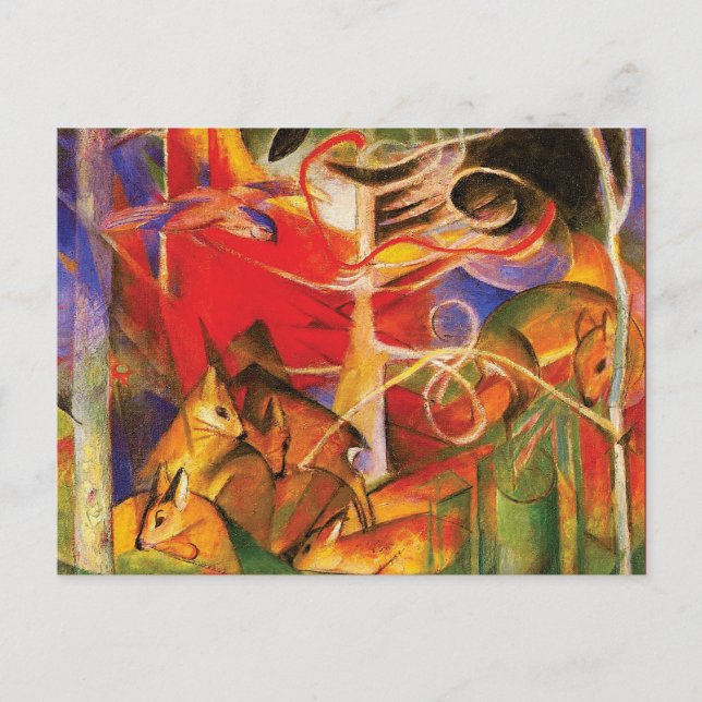 Carte Postale Cerfs dans la forêt par Franz Marc (Devant)