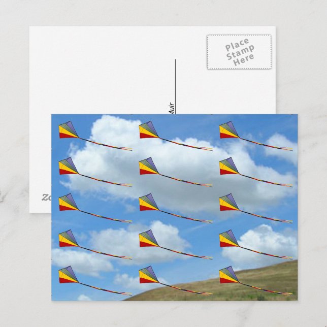 Carte postale - Cerfs-volants en formation (Devant / Derrière)