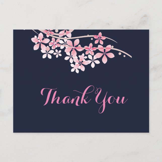 Carte Postale Cerise Blossom Merci de marine rose (Devant)