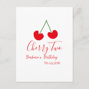 Carte Postale Cerise deux 2e anniversaire rouge cerise enfants s