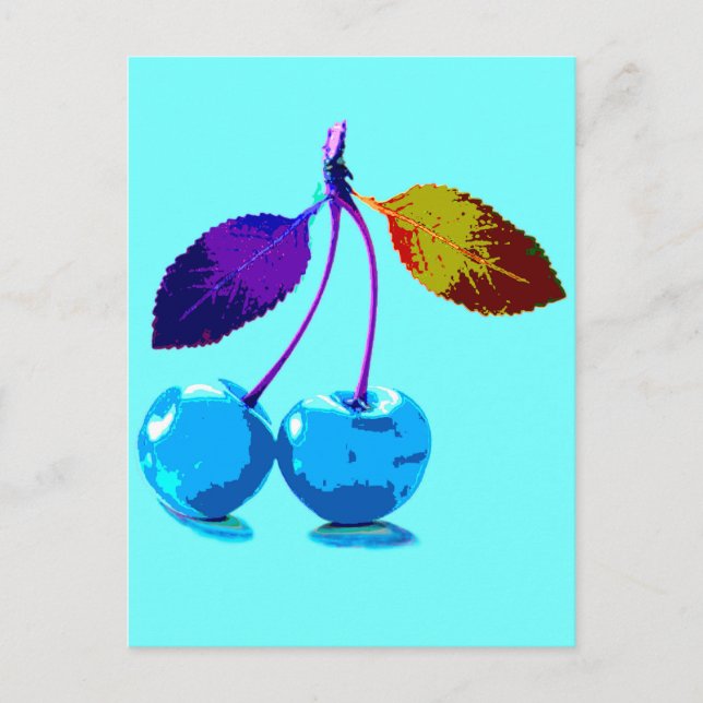 Carte Postale Cerises bleues vives (Devant)