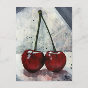Carte postale - Cerises jumelles