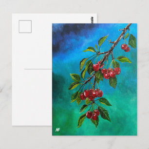 Carte Postale Cerises Rouges à l'Aube d'Été Peinture d'Alfred Fo