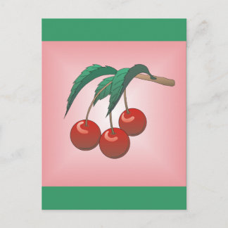 Carte Postale Cerises sur rose