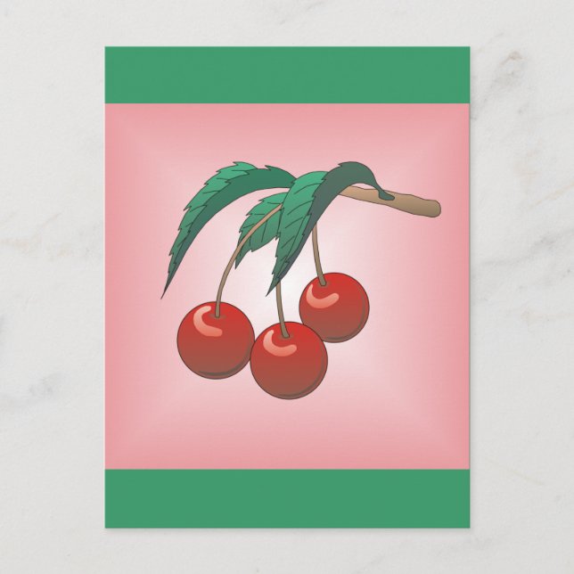 Carte Postale Cerises sur rose (Devant)