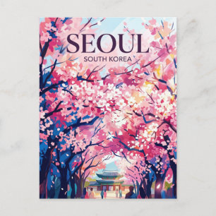 Carte Postale Cerisiers en fleurs de Séoul Corée du Sud
