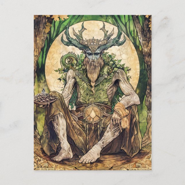 Carte Postale Cernunnos  Dieu celtique cornu de la nature (Devant)