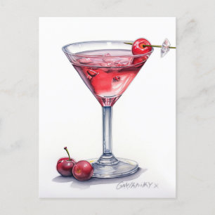 Carte Postale Cerry Cocktail Art