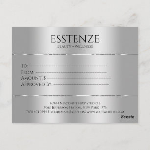 Carte Postale Certificat cadeau de texture faux argent minimalis