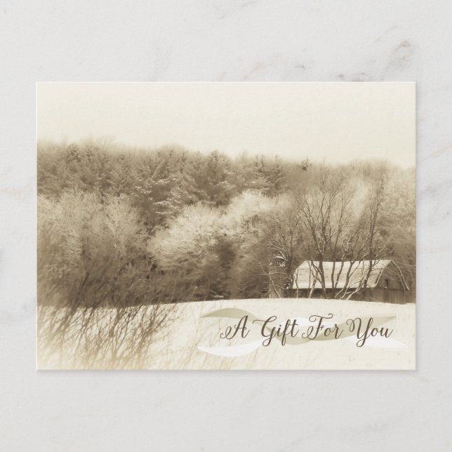 Carte Postale Certificat cadeau de vacances Rustic Winter Landsc (Devant)