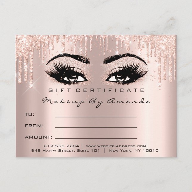 Carte Postale Certificat cadeau Eyelashes Confetti Maquillage Gl (Devant)