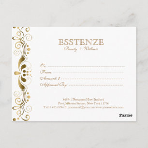 Carte Postale Certificat cadeau Gold On & White Floral Lace