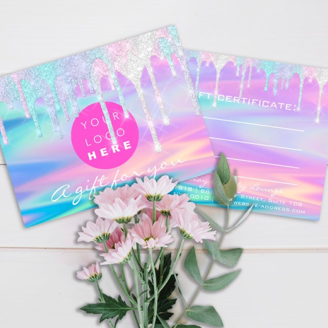 Carte Postale Certificat cadeau Holographe Unicorn Pink Logo (Gift Certificate Holograph Unicorn Pink Logo Postcard)