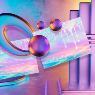 Carte Postale Certificat cadeau Holographe Unicorn Pink Mermaid