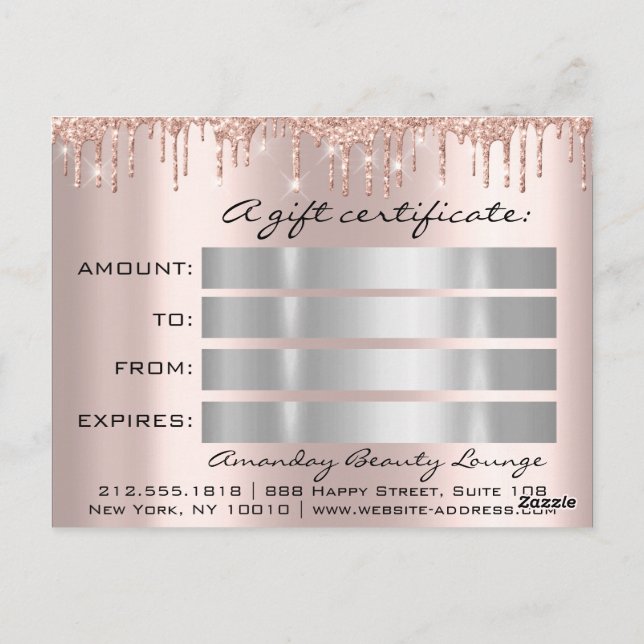 Carte Postale Certificat cadeau Vacances beauté Rose SilverLashe (Dos)