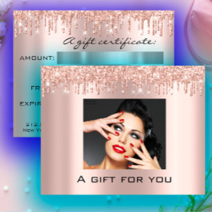 Carte Postale Certificat cadeau Vacances Beauty Rose Maquillage 