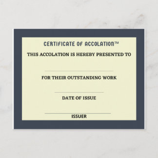 Carte Postale Certificat d'accolation