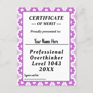 Carte Postale Certificat de surpenseur professionnel