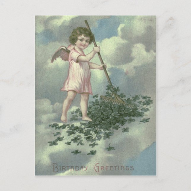 Carte Postale Cerub Angel Four Leaf Clover Rake (Devant)