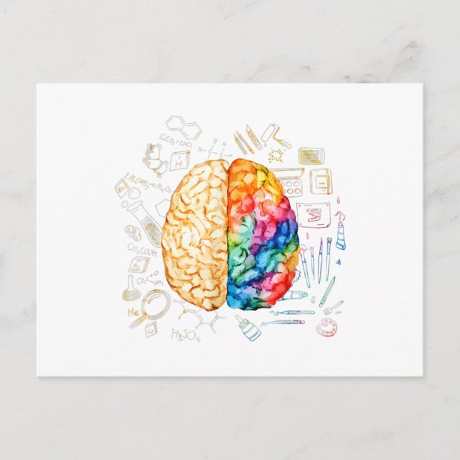 Carte Postale Cerveau Coloré - Science Et Art - Neuroscience Ne (Devant)