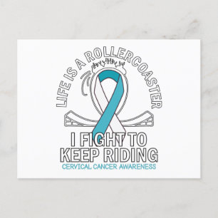 Carte Postale Cervical cancer conscience blanc ruban turquoise